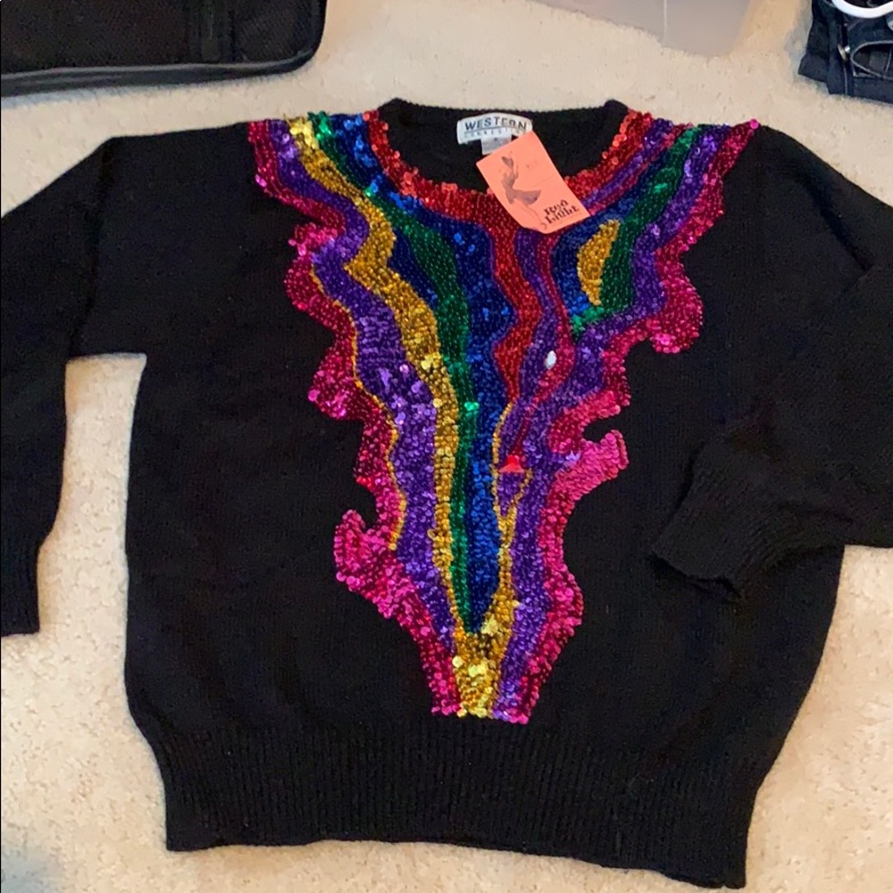 Western connection sequined sweater